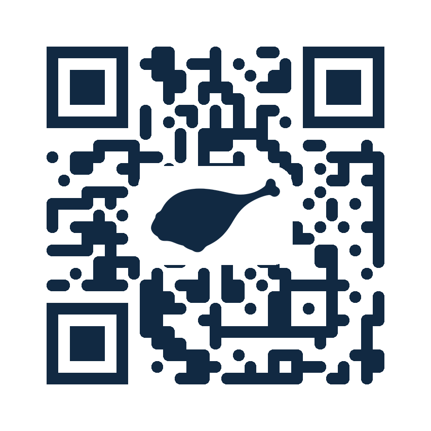 Eat That QR-code in één kleur met een confit de canard eendenbout in het midden